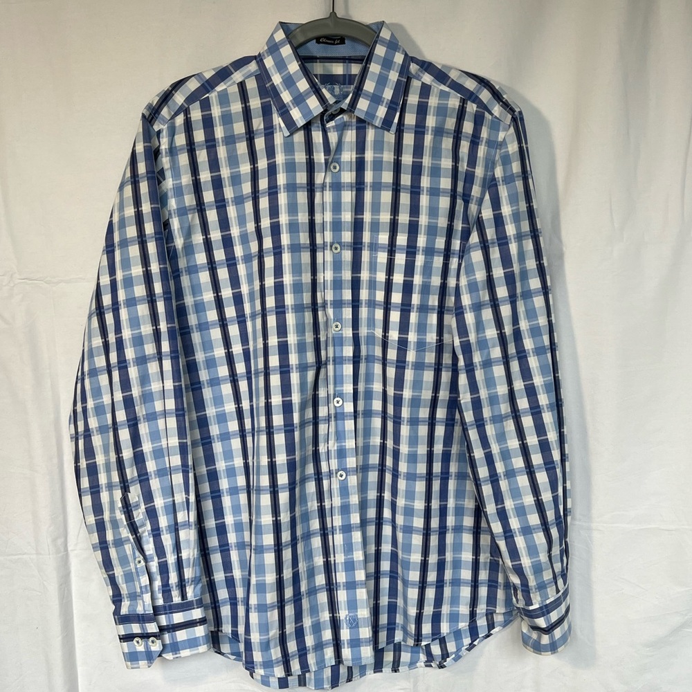 Blue plaid Bugatchi button down - Picture 2 of 3